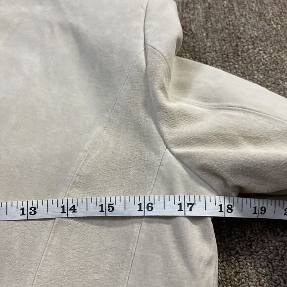 NWT Dennis Basso Beige Washable Suede Curved Hem Button Front Jacket NWT XS - Picture 2 of 8